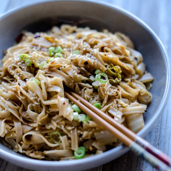 Rice Noodle Napa Cabbage Stir Fry