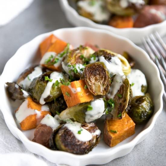 Brussels Sprouts and Sweet Potatoes