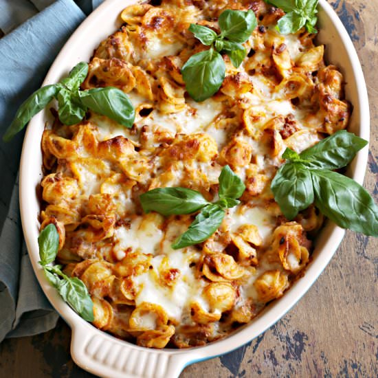 Pasta Bake with Beef and Pumpkin