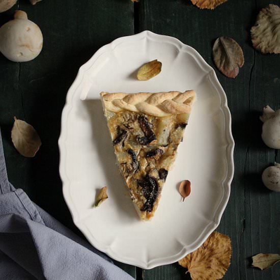 Savory pie with mushrooms