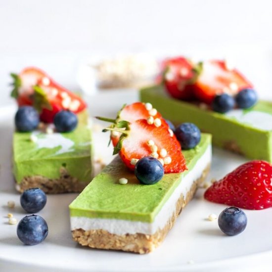 Matcha and Coconut Cheesecake Bar