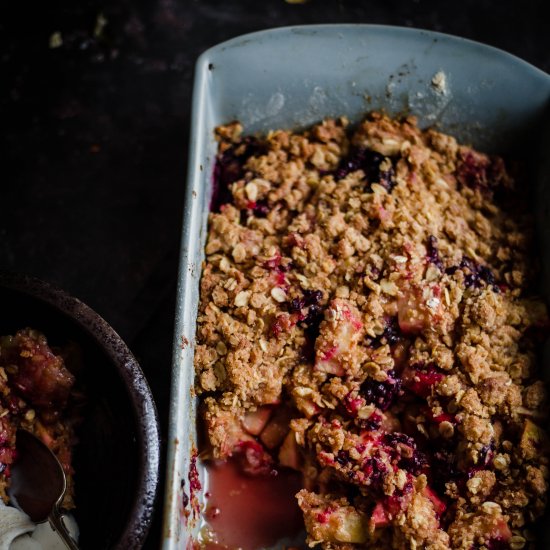 Apple and Blackberry Crumble