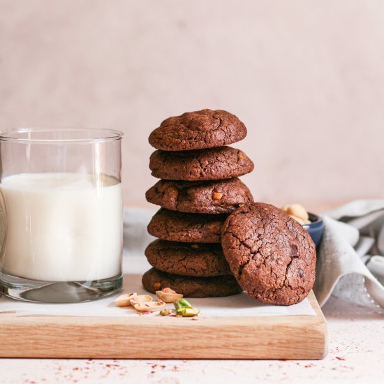 Double chocolate pistachio cookies