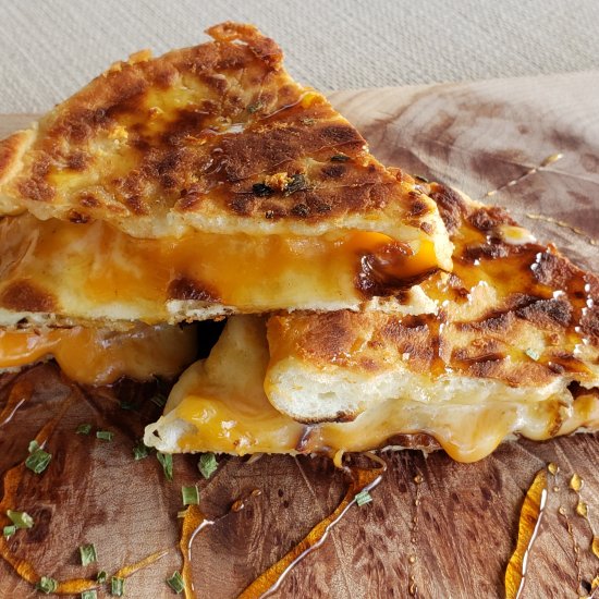 Garlic Butter Naan Grilled Cheese