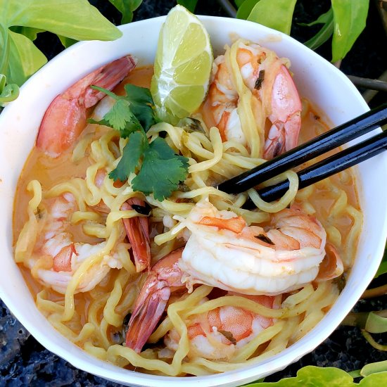 Thai Coconut Ramen with Shrimp