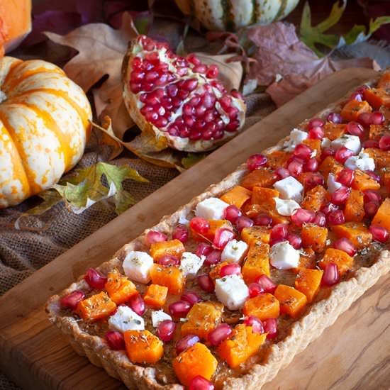 TARTA SALADA DE CALABAZA Y GRANADA