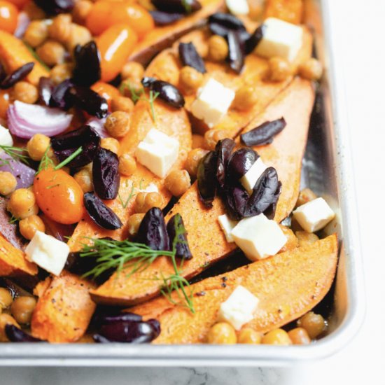 Greek Sheetpan Sweet Potatoes