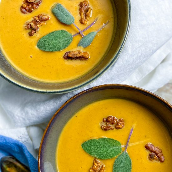 Maple Bourbon Butternut Squash Soup