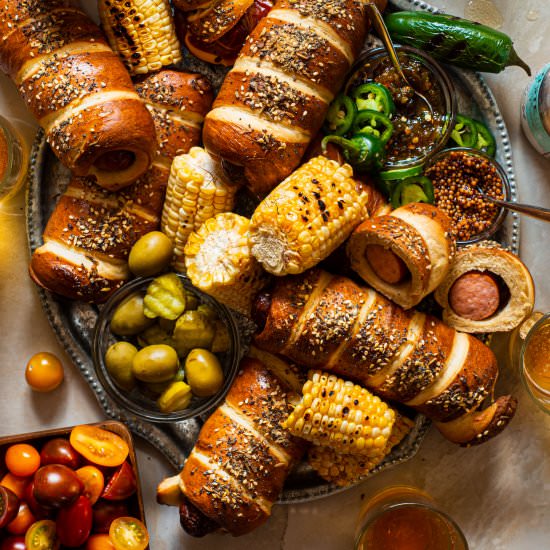 Everything Bagel Pretzel Dogs