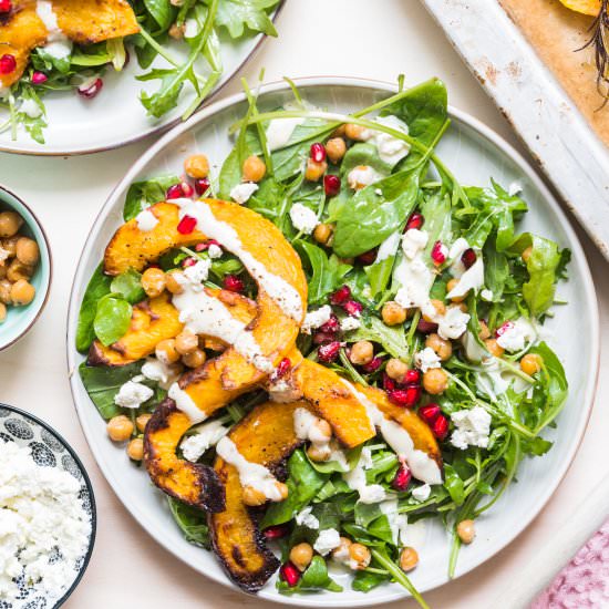 Squash Salad with Chickpeas & Feta