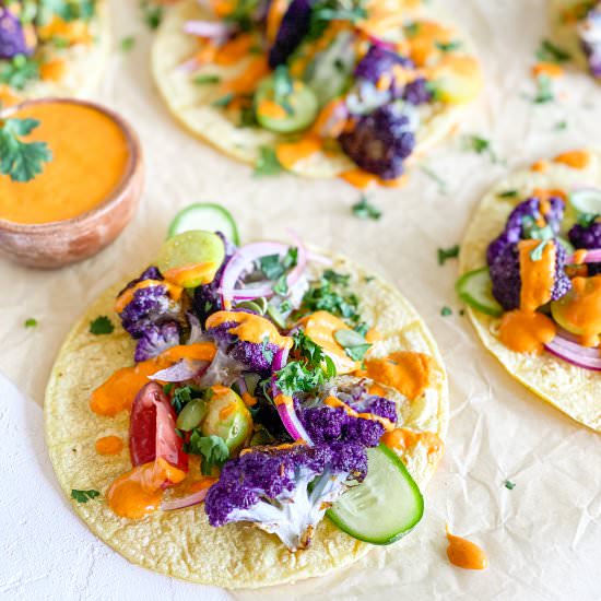 Roasted Purple Cauliflower Tacos