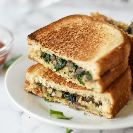 Mushroom Onion Spinach Sandwich