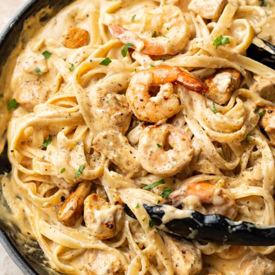 cajun chicken and shrimp alfredo