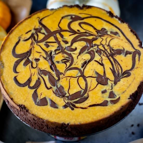 Dark Chocolate Pumpkin Cheesecake