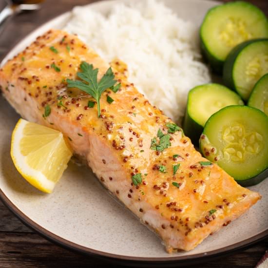 Baked Salmon w/ Honey Mustard Sauce