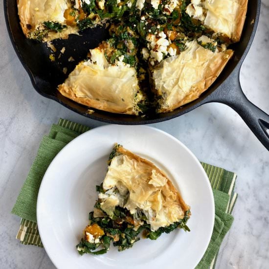 Skillet Phyllo Kale & Squash Pie