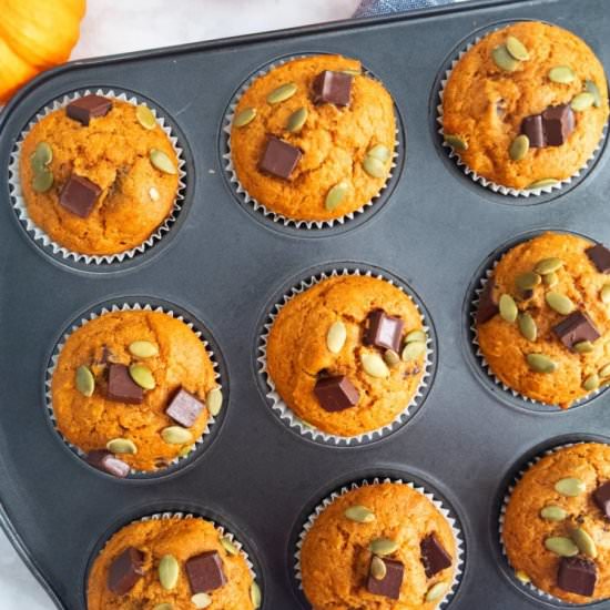 Pumpkin Chocolate Chunk Muffins