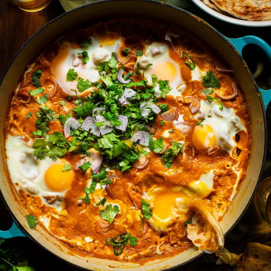 Chickpea Curried Eggs with Paratha