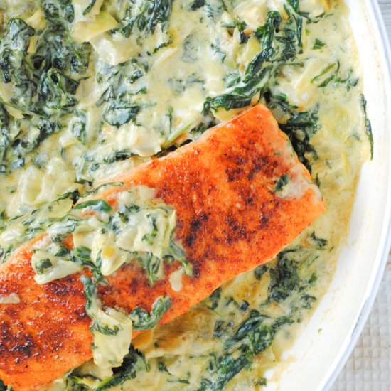 Creamy Spinach Artichoke Salmon