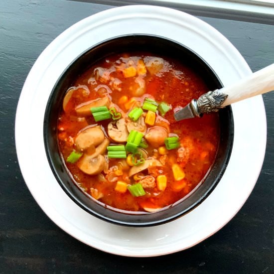 Crockpot Lazy Turkey Burger Soup