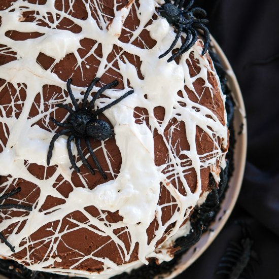 Spooky Spider Web Chocolate Cake