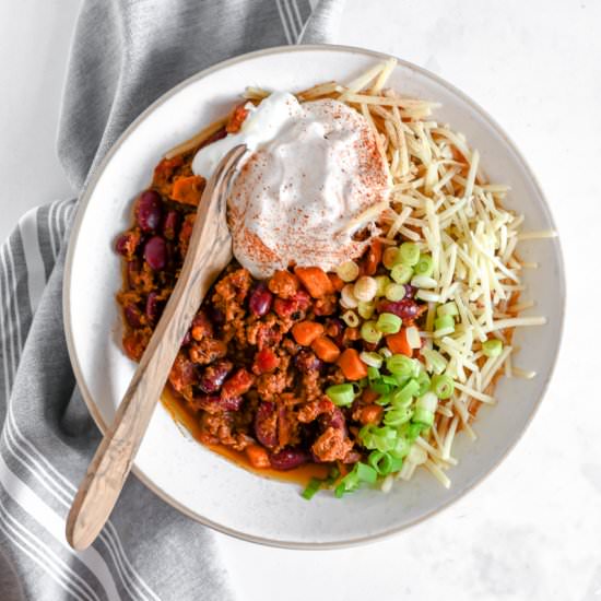 GROUND CHICKEN & SWEET POTATO CHILI