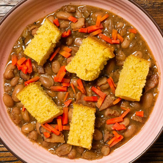 Cranberry Bean Stew with Ham