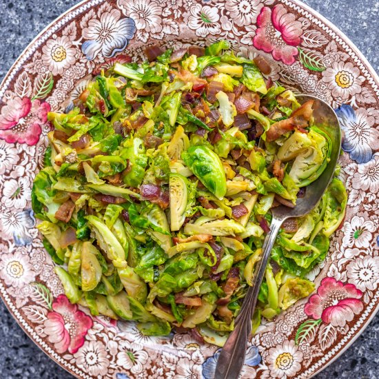 Brussels Sprouts with Bacon and Oni