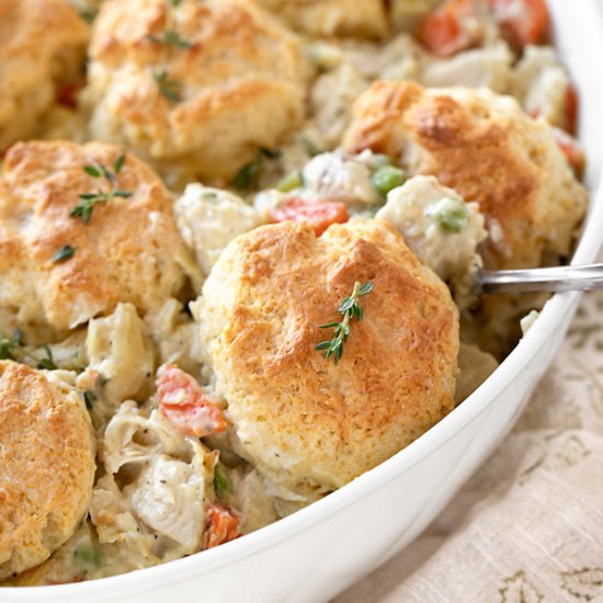 Chicken pot pie with Biscuits