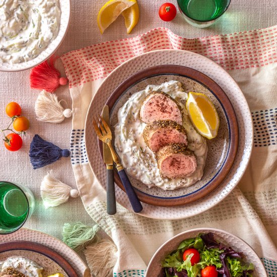 Za’atar Pork Tenderloin& Tzatziki