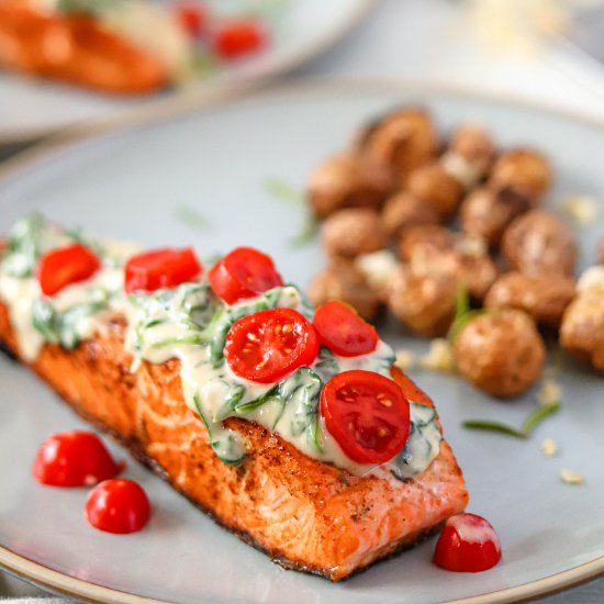 Grilled Salmon with Creamed Spinach