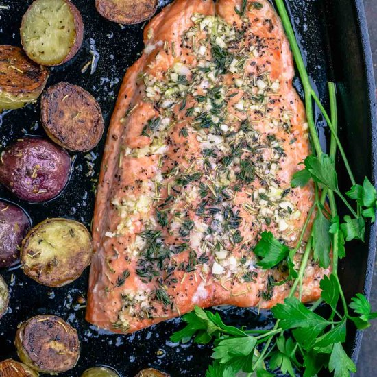 Slow Roasted Salmon & Potatoes