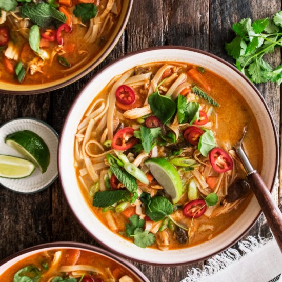 Spicy Thai Chicken & Noodle Soup