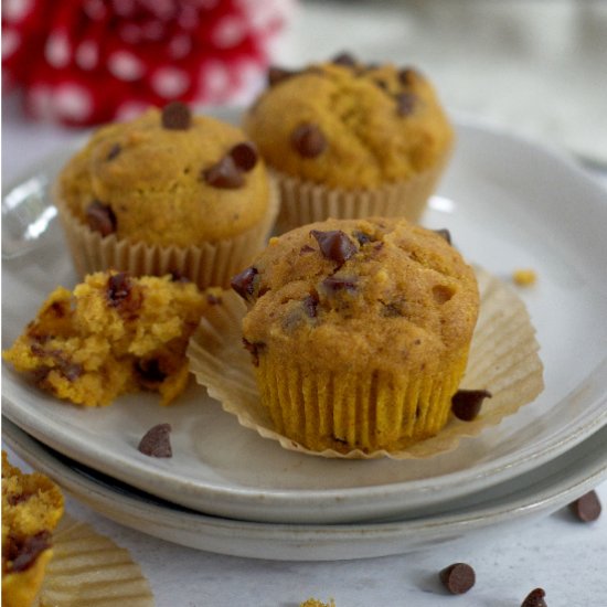 Mini Pumpkin Chocolate Chip Muffins