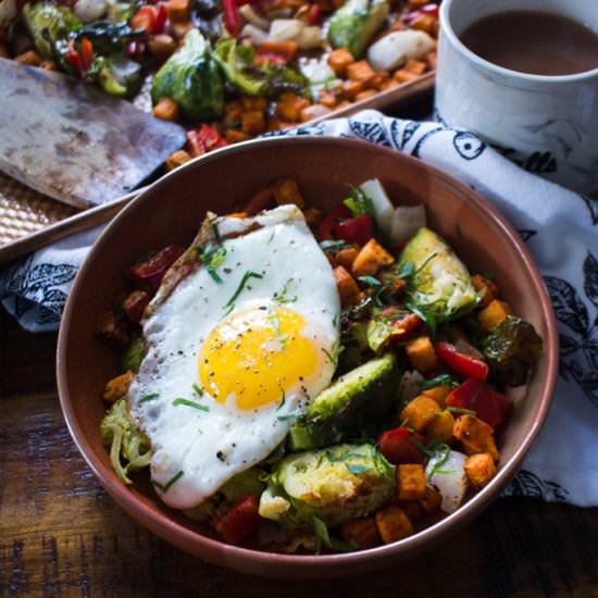 Sweet Potato and Brussels Hash