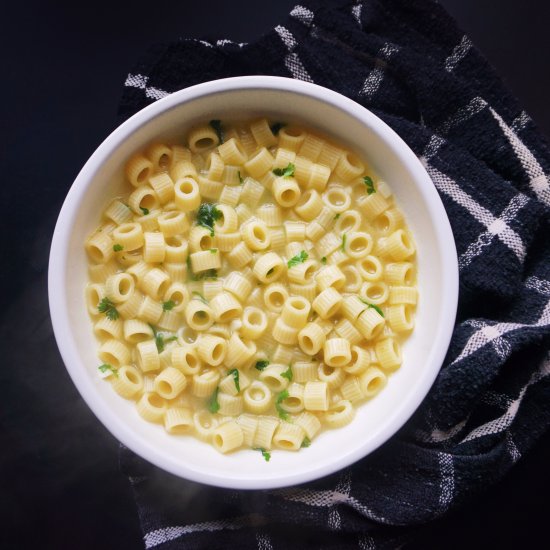 One-Pot Garlic Coriander Pasta Soup