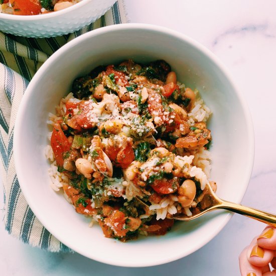 White Bean, Tomato and Spinach Stew