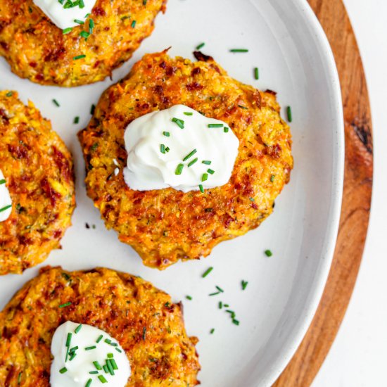 Healthy Keto Chive Carrot Fritters