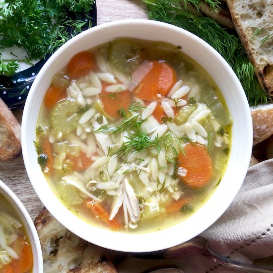 super quick chicken orzo soup