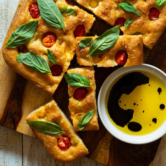 Caprese Focaccia with Fresh Basil