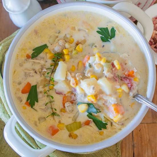 Clam Chowder with Charred Corn