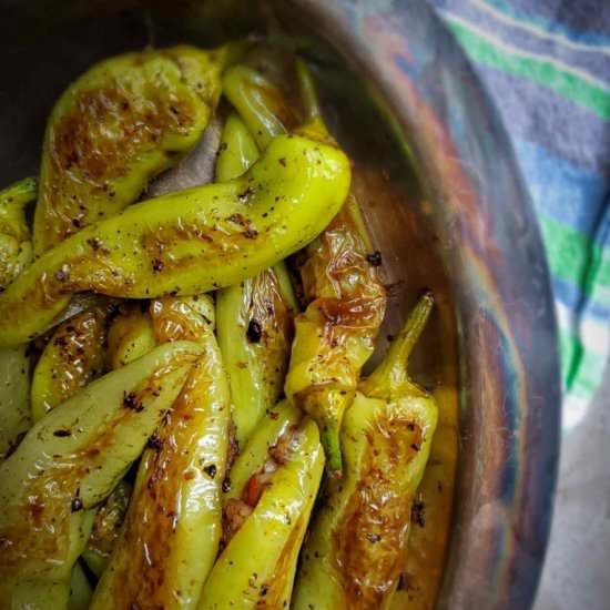 Grilled stuffed banana peppers