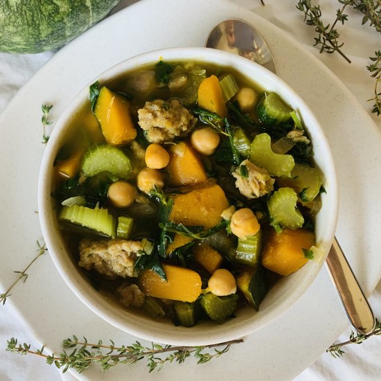 Kabocha squash and Sausage soup