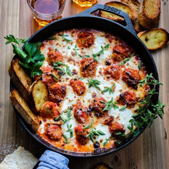 cheesy turkey meatball skillet