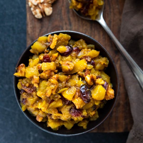 Curried Apple Walnut Cranberry Chut