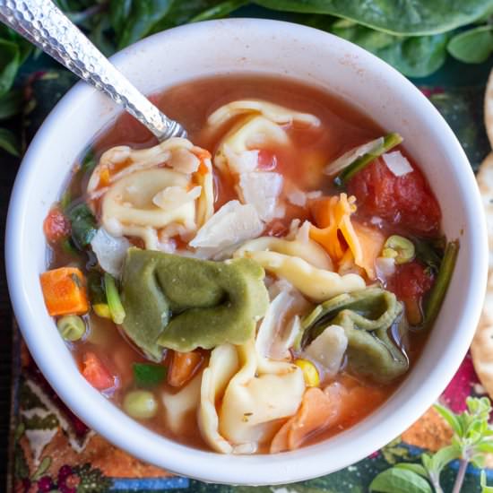 Tortellini Soup with Spinach