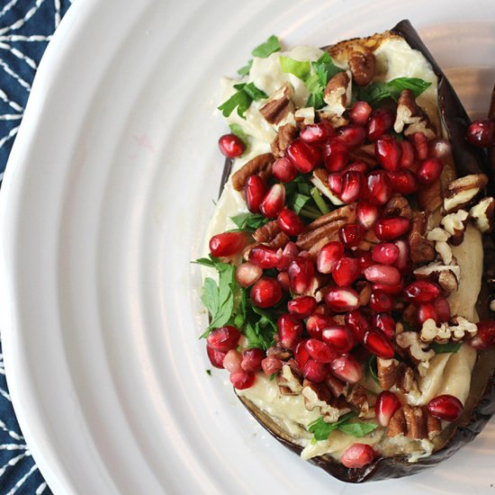 Eggplant with tahini & pomegranate