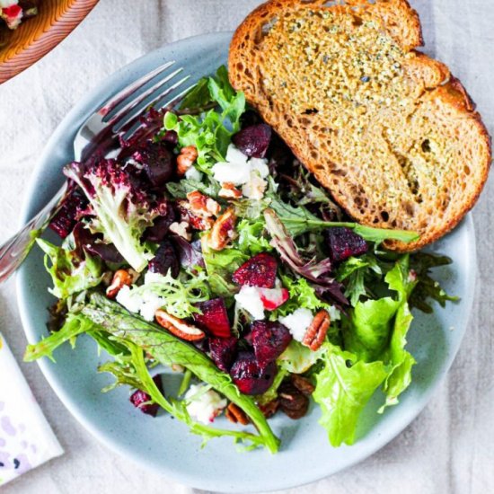 Roasted Beet, Pecan, Feta Salad