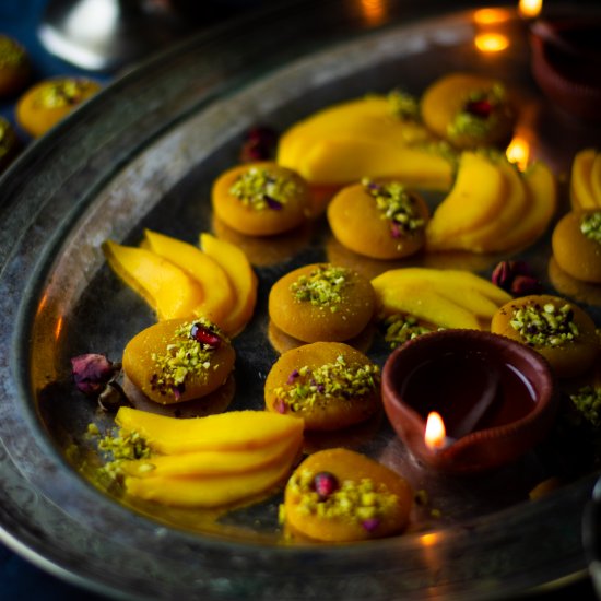 Almond mango peda (Indian fudge)