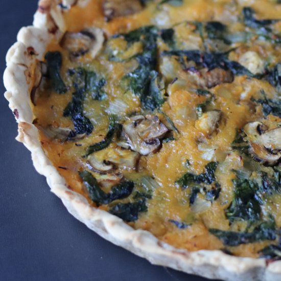 Pumpkin and spinach quiche